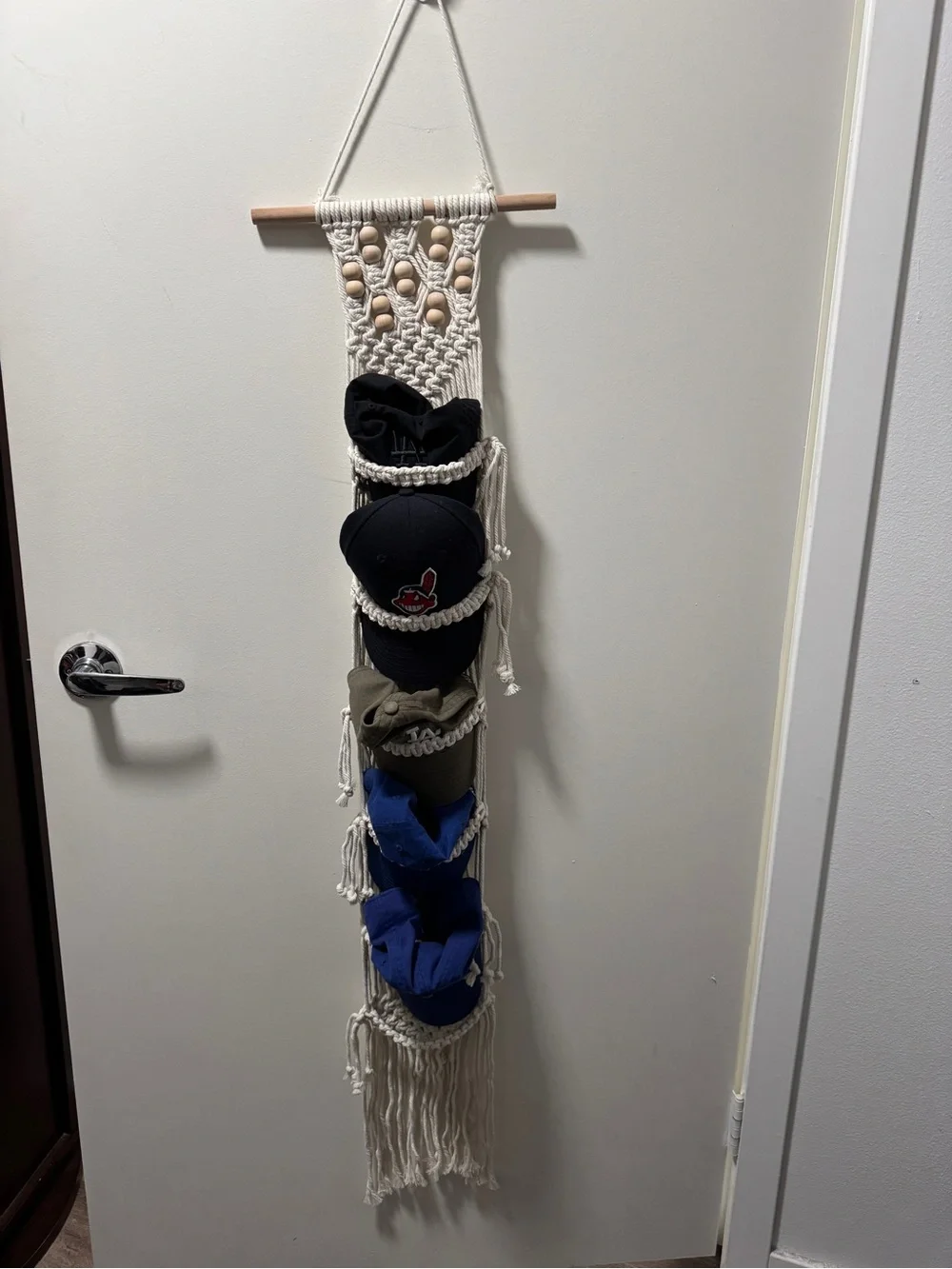 Boho Beige macrame hat holder 45 Inches